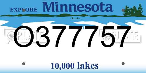 O377757 Minnesota License Plate