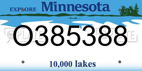 O385388 Minnesota License Plate