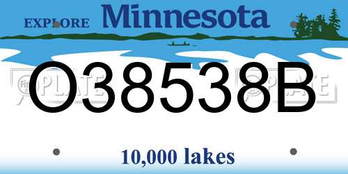 O38538B Minnesota License Plate
