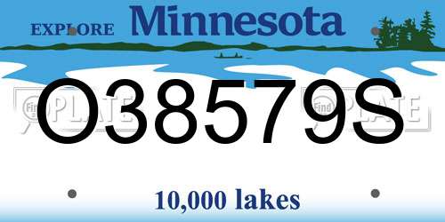 O38579S Minnesota License Plate