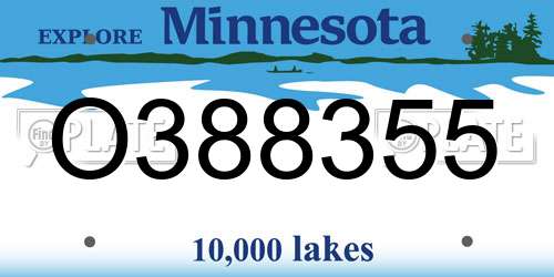 O388355 Minnesota License Plate