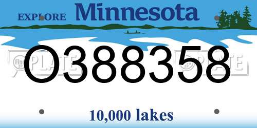 O388358 Minnesota License Plate