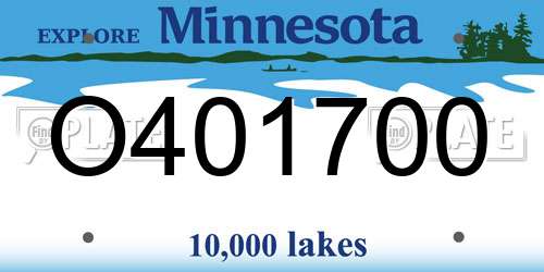 O401700 Minnesota License Plate