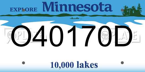 O40170D Minnesota License Plate