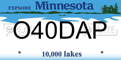 O40DAP Minnesota License Plate