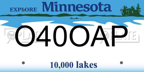 O40OAP Minnesota License Plate