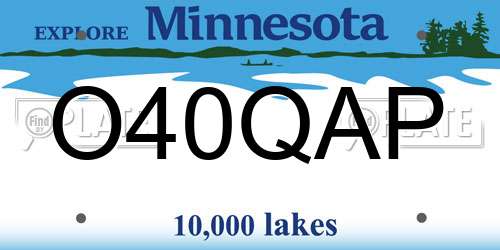 O40QAP Minnesota License Plate