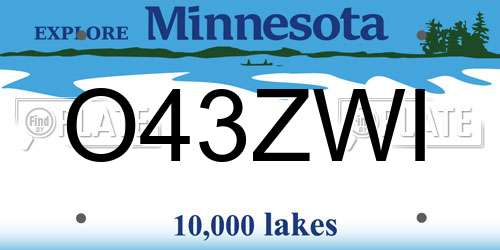 O43ZWI Minnesota License Plate