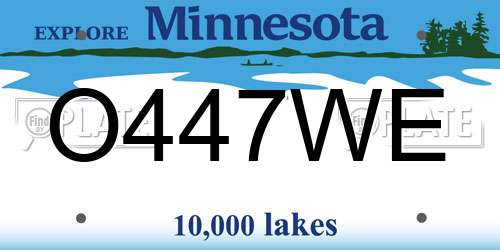 O447WE Minnesota License Plate