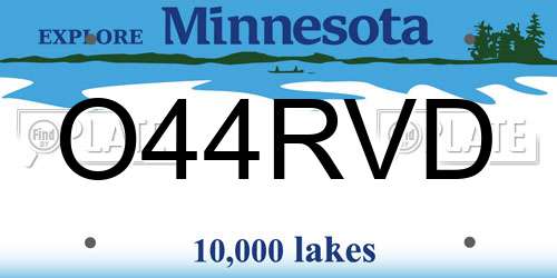O44RVD Minnesota License Plate