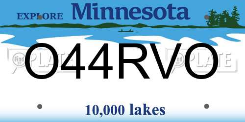 O44RVO Minnesota License Plate