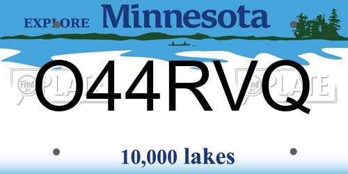 O44RVQ Minnesota License Plate