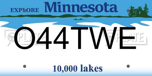O44TWE Minnesota License Plate