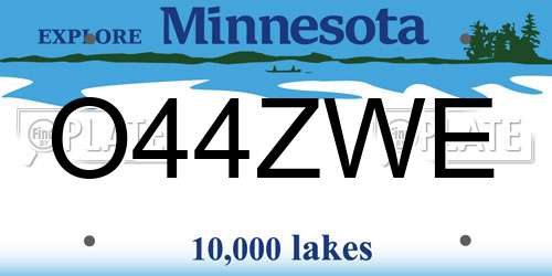 O44ZWE Minnesota License Plate