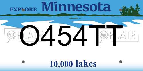 O454TT Minnesota License Plate