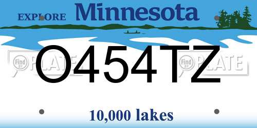 O454TZ Minnesota License Plate