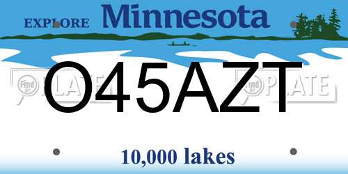 O45AZT Minnesota License Plate