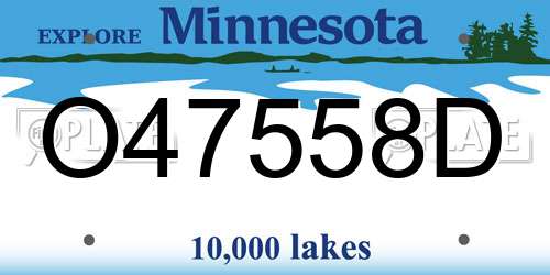 O47558D Minnesota License Plate