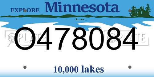 O478084 Minnesota License Plate