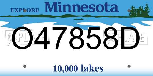 O47858D Minnesota License Plate