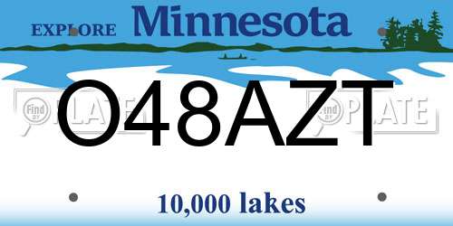 O48AZT Minnesota License Plate