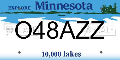 O48AZZ Minnesota License Plate