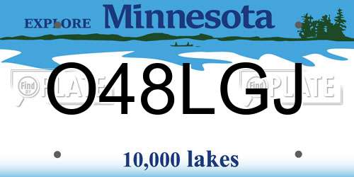 O48LGJ Minnesota License Plate