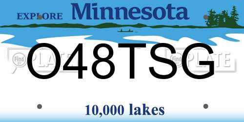 O48TSG Minnesota License Plate
