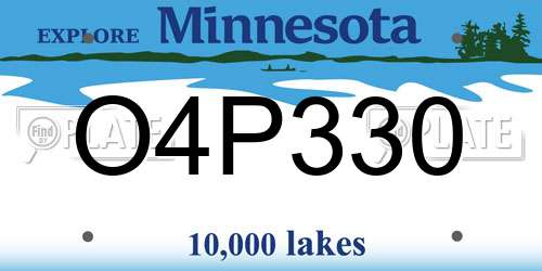 O4P330 Minnesota License Plate