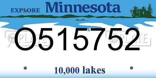 O515752 Minnesota License Plate