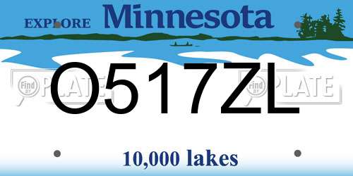 O517ZL Minnesota License Plate