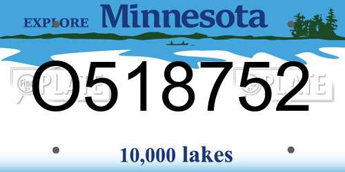 O518752 Minnesota License Plate
