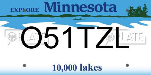 O51TZL Minnesota License Plate