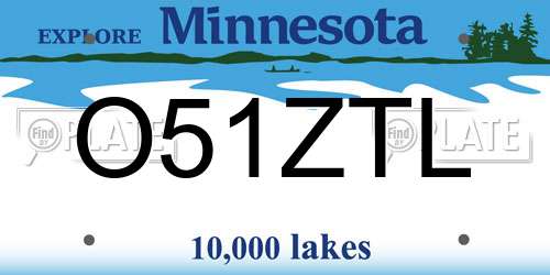 O51ZTL Minnesota License Plate