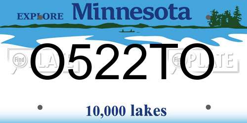 O522TO Minnesota License Plate