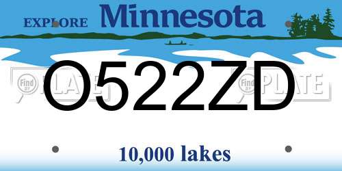 O522ZD Minnesota License Plate