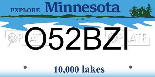 O52BZI Minnesota License Plate