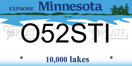 O52STI Minnesota License Plate