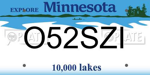 O52SZI Minnesota License Plate
