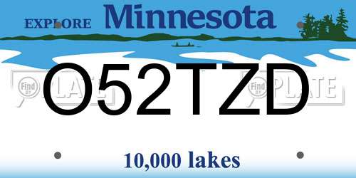 O52TZD Minnesota License Plate