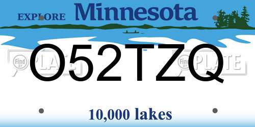 O52TZQ Minnesota License Plate
