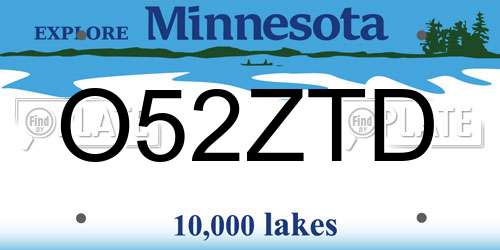 O52ZTD Minnesota License Plate