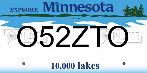 O52ZTO Minnesota License Plate