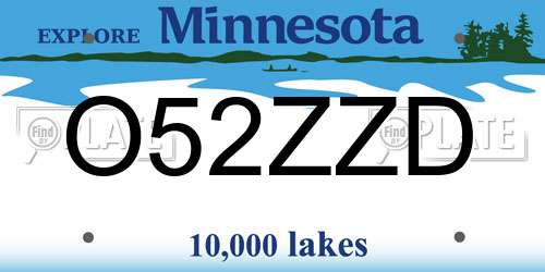 O52ZZD Minnesota License Plate