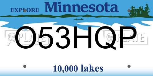 O53HQP Minnesota License Plate