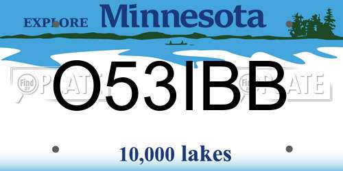 O53IBB Minnesota License Plate