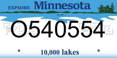 O540554 Minnesota License Plate