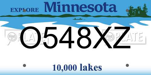 O548XZ Minnesota License Plate