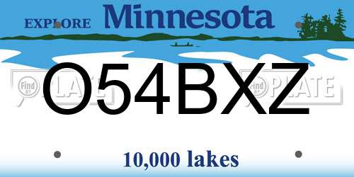 O54BXZ Minnesota License Plate