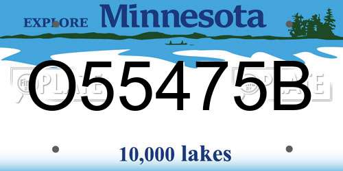 O55475B Minnesota License Plate
